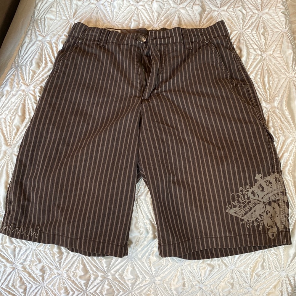 Micros boys EUC brown pin striped shorts.